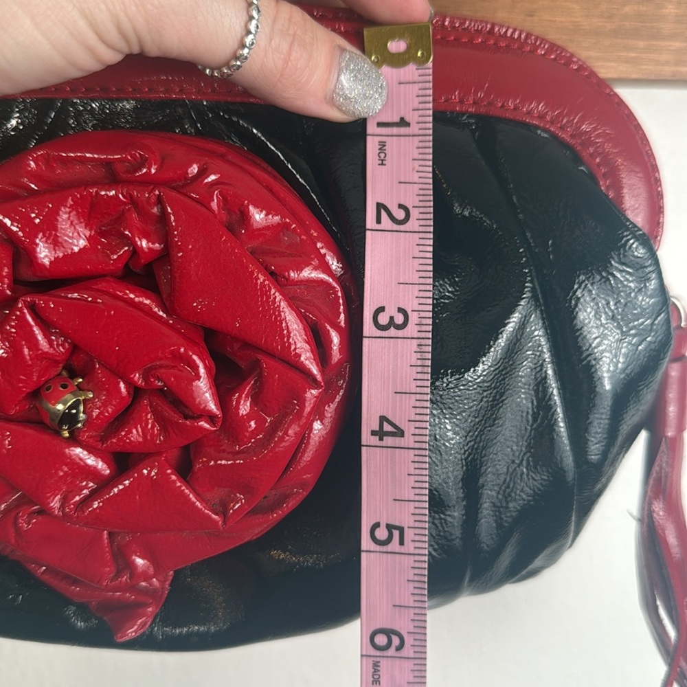 Original by Sharif Genuine leather rose and lady bug red and black clutch bag - Picture 16 of 16